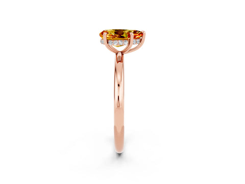 Rose gold Pear Cut Citrine Solitaire Ring with Thin Band and Four-Prong Setting_14
