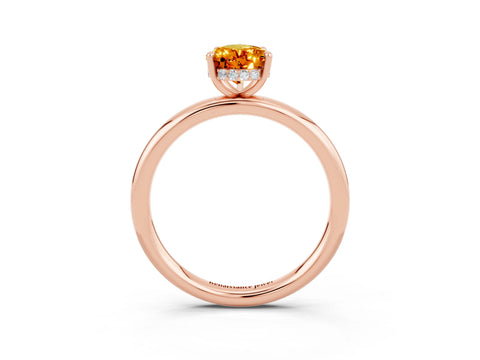 Rose gold Pear Cut Citrine Solitaire Ring with Thin Band and Four-Prong Setting_15