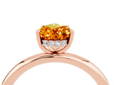 Rose gold Pear Cut Citrine Solitaire Ring with Thin Band and Four-Prong Setting_16