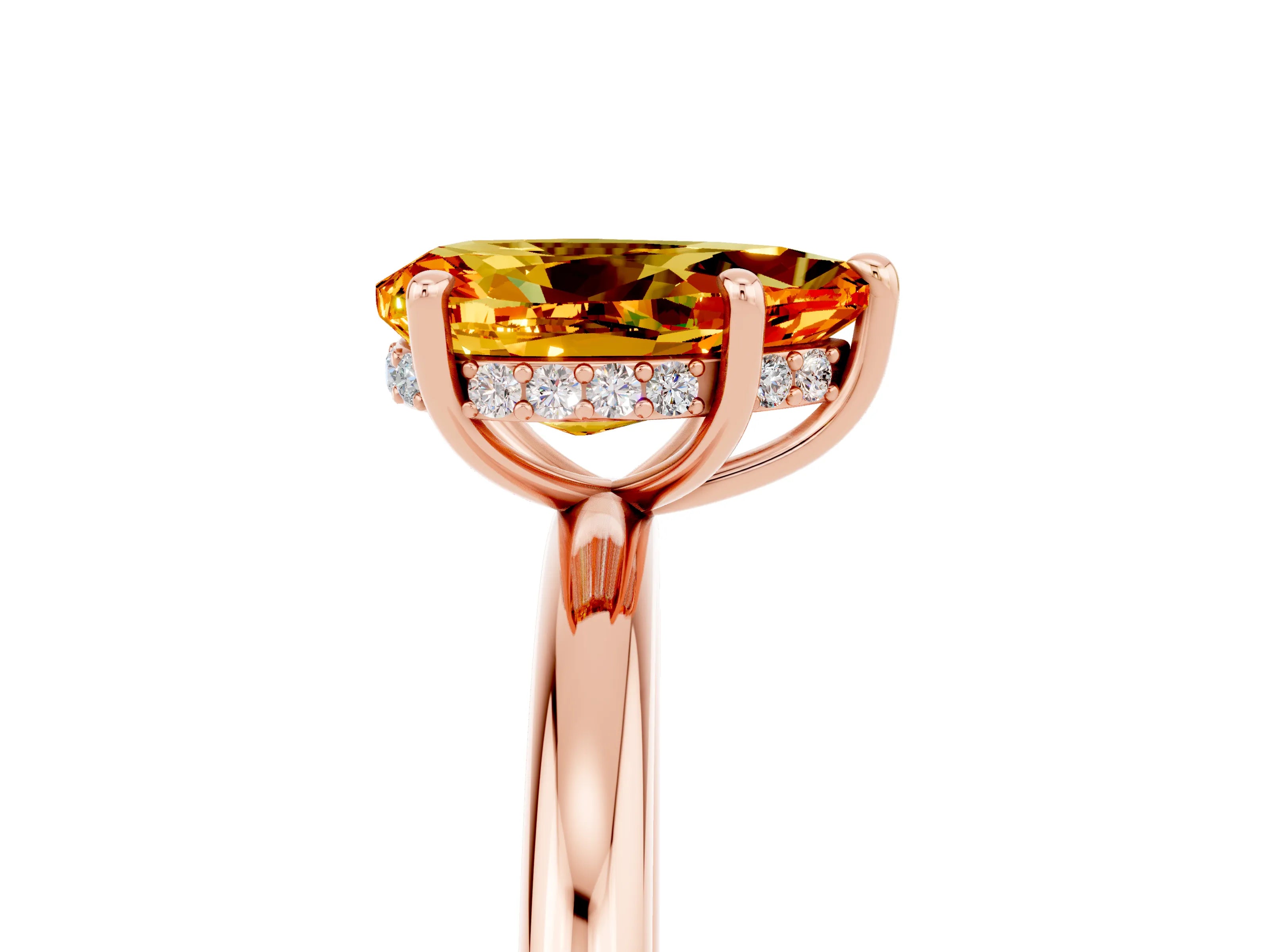 Rose gold Pear Cut Citrine Solitaire Ring with Thin Band and Four-Prong Setting_17