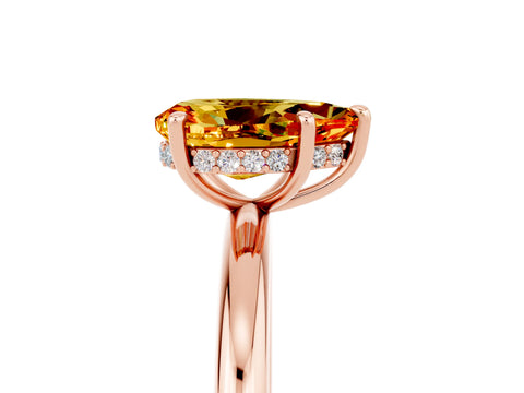 Rose gold Pear Cut Citrine Solitaire Ring with Thin Band and Four-Prong Setting_17