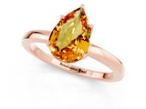 Rose gold Pear Cut Citrine Solitaire Ring with Thin Band and Prong Setting_13