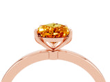 Rose gold Pear Cut Citrine Solitaire Ring with Thin Band and Prong Setting_16