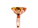 Rose gold Pear Cut Citrine Solitaire Ring with Thin Band and Prong Setting_17
