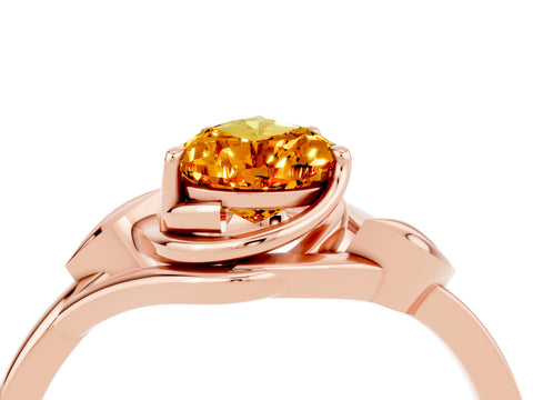 Rose gold Pear Cut Citrine Solitaire Ring with Twist Band and Four-Prong Setting_28