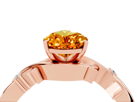 Rose gold Pear Cut Citrine Solitaire Ring with Twisted Band and Prong Setting_4