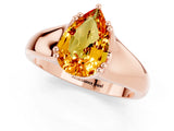 Rose gold Pear Cut Citrine Solitaire Ring with Wide Band and Prong Setting_1