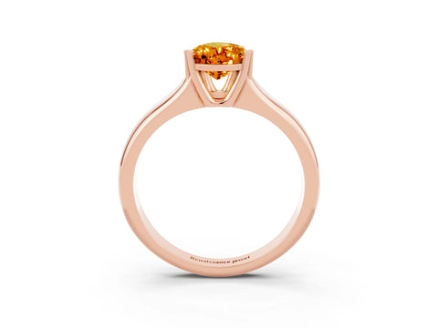 Rose gold Pear Cut Citrine Solitaire Ring with Wide Band and Prong Setting_3
