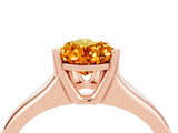 Rose gold Pear Cut Citrine Solitaire Ring with Wide Band and Prong Setting_4