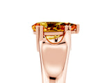 Rose gold Pear Cut Citrine Solitaire Ring with Wide Band and Prong Setting_5
