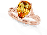 Rose gold Pear Cut Citrine Solitaire Twist Band Prong Setting Ring_37