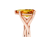 Rose gold Pear Cut Citrine Solitaire Twist Band Prong Setting Ring_41