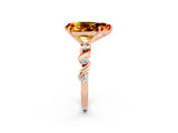 Rose gold Pear Cut Citrine Solitaire Twisted Band with Round  Accents and Prong Setting_14