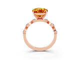 Rose gold Pear Cut Citrine Solitaire Twisted Band with Round  Accents and Prong Setting_15