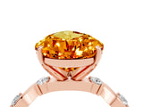 Rose gold Pear Cut Citrine Solitaire Twisted Band with Round  Accents and Prong Setting_16