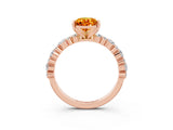 Rose gold Pear Cut Citrine Solitaire with Side Stones, Pave Band, Four-Prong Setting_39