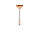 Rose gold Pear Cut Citrine Solitaire with Side Stones on a Pavé Band and Four-Prong Setting_2
