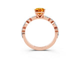 Rose gold Pear Cut Citrine Solitaire with Side Stones on a Pavé Band and Four-Prong Setting_3