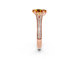 Rose gold Pear Cut Citrine Split Shank Engagement Ring with Pavé Band_2