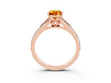 Rose gold Pear Cut Citrine Split Shank Engagement Ring with Pavé Band_3