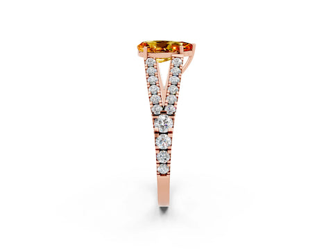 Rose gold Pear Cut Citrine Split Shank Pavé Engagement Ring with Four-Prong Setting_14