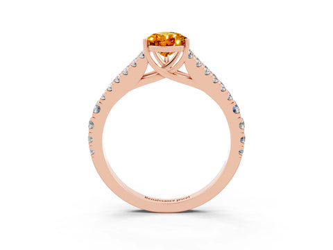 Rose gold Pear Cut Citrine Split Shank Pavé Engagement Ring with Four-Prong Setting_15