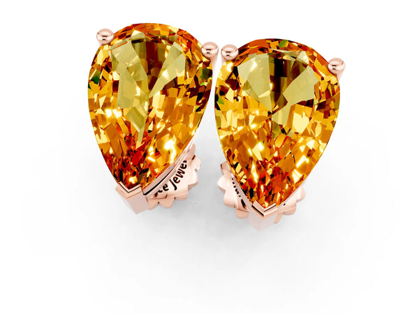 Rose gold Pear Cut Citrine Stud Earrings