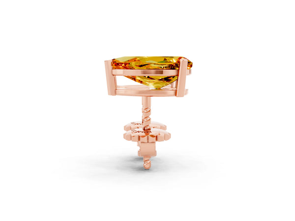 Rose gold Pear Cut Citrine Stud Earrings