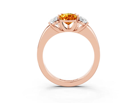 Rose gold Pear Cut Citrine Three-Stone Ring with Four-Prong Setting and Classic Band_3