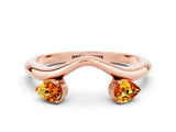 Rose gold Pear Cut Citrine Two-Stone Open Band Ring with Prong Setting_6