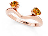 Rose gold Pear Cut Citrine Two-Stone Open Band Ring with Prong Setting_7