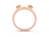 Rose gold Pear Cut Citrine Two-Stone Open Band Ring with Prong Setting_9