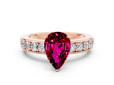 Rose gold Pear Cut Cut Channel Set Diamond Engagement Ring with Four-Prong Setting