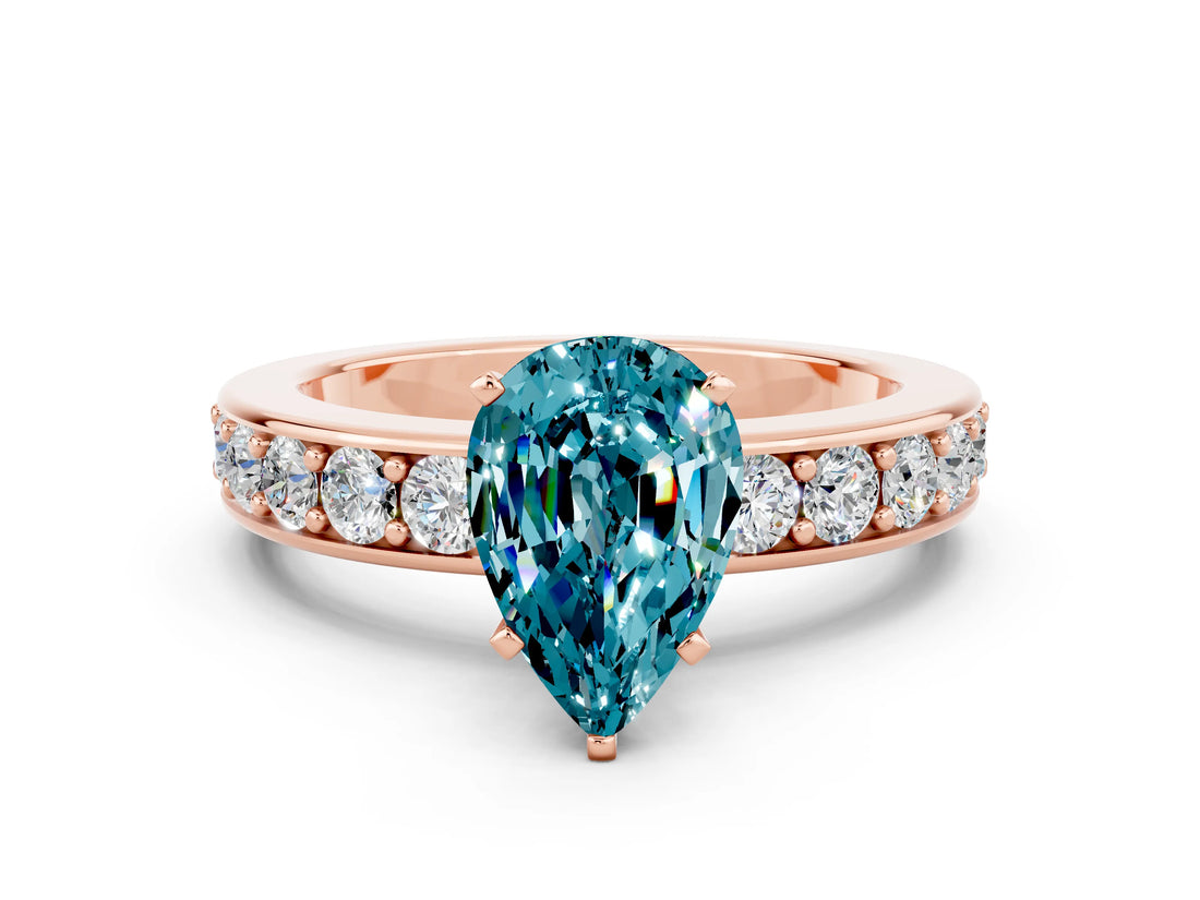 Rose gold Pear Cut Cut Channel Set Diamond Engagement Ring with Four-Prong Setting