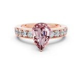 Rose gold Pear Cut Cut Channel Set Diamond Engagement Ring with Four-Prong Setting