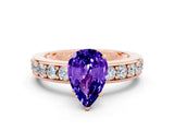 Rose gold Pear Cut Cut Channel Set Diamond Engagement Ring with Four-Prong Setting