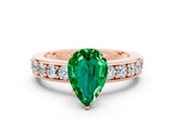 Rose gold Pear Cut Cut Channel Set Diamond Engagement Ring with Four-Prong Setting