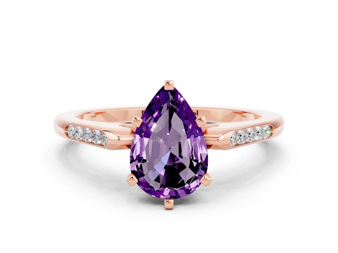 Rose gold Pear Cut Cut Channel Set Solitaire Engagement Ring with Four-Prong Setting_12