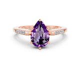 Rose gold Pear Cut Cut Channel Set Solitaire Engagement Ring with Four-Prong Setting_12