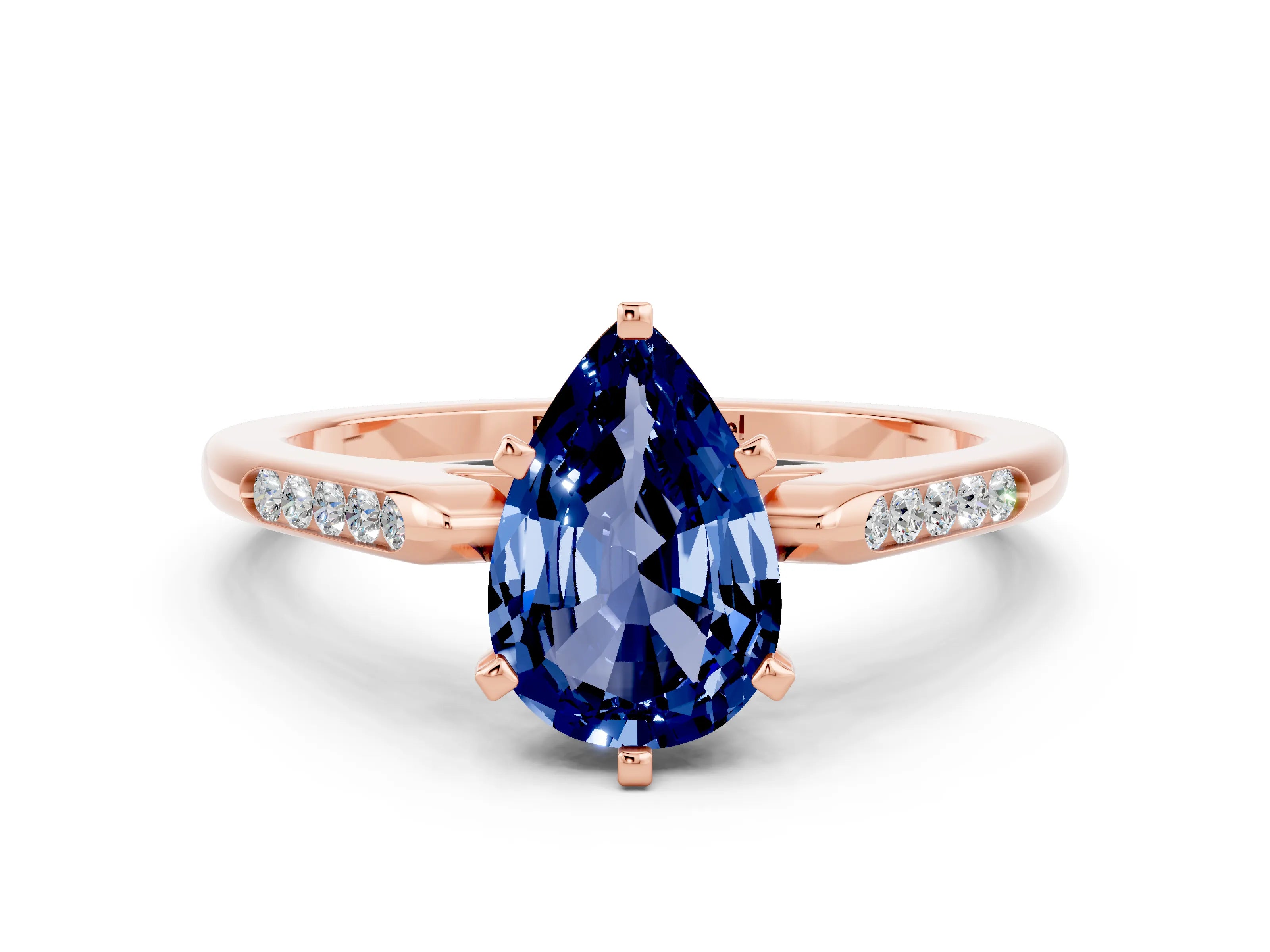 Ruby Rose Men's Collection Rose Gold Lab-Grown Blue Sapphire Channel Set Solitaire Ring