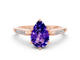Rose gold Pear Cut Cut Channel Set Solitaire Engagement Ring with Four-Prong Setting_8