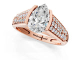 Rose gold Pear Cut Cut Diamond Channel Set Pave Band with Tension Prong Setting_8
