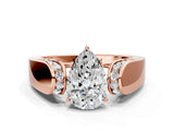 Rose gold Pear Cut Cut Diamond Channel Set Solitaire Ring with Four-Prong Setting_3