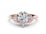 Rose gold Pear Cut Cut Diamond Cluster Ring with Solitaire Band and Four-Prong Setting_15