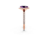 Rose gold Pear Cut Cut Diamond Floral Halo Engagement Ring with Pavé Band and Prong Setting_2