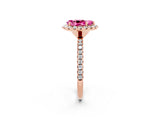 Rose gold Pear Cut Cut Diamond Floral Halo Engagement Ring with Pavé Band and Prong Setting_2