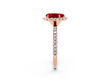 Rose gold Pear Cut Cut Diamond Floral Halo Engagement Ring with Pavé Band and Prong Setting_2