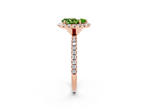 Rose gold Pear Cut Cut Diamond Floral Halo Engagement Ring with Pavé Band and Prong Setting_2