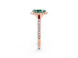 Rose gold Pear Cut Cut Diamond Floral Halo Engagement Ring with Pavé Band and Prong Setting_2