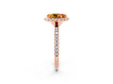 Rose gold Pear Cut Cut Diamond Floral Halo Engagement Ring with Pavé Band and Prong Setting_2